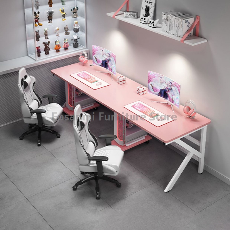 Home Office With Two Desks - 대형 2인용 게이머 PC 책상 K자형