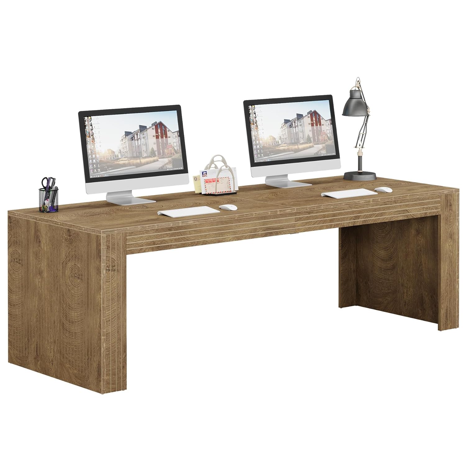 Home Office With Two Desks - # 79인치 초장형 더블 컴퓨터 책상,
