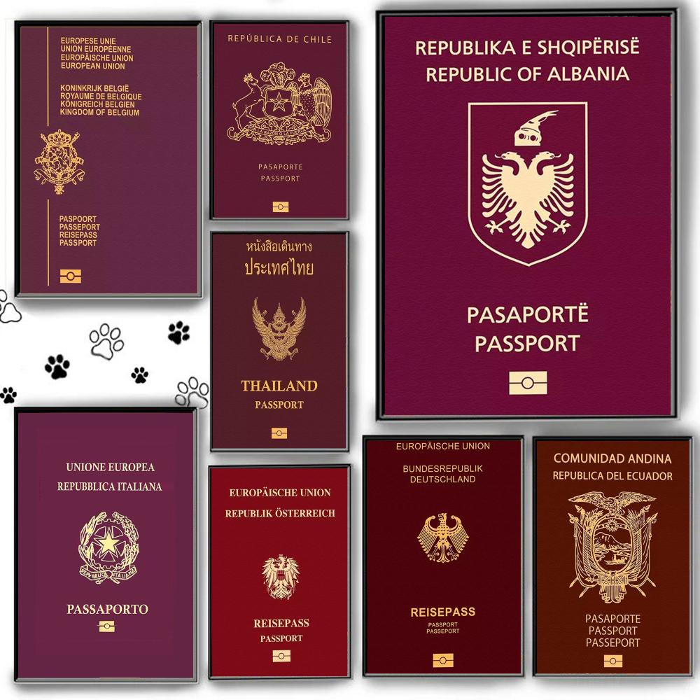 Home Office For Passport - 빨간색 배경 여권 포스터 자체 접착식