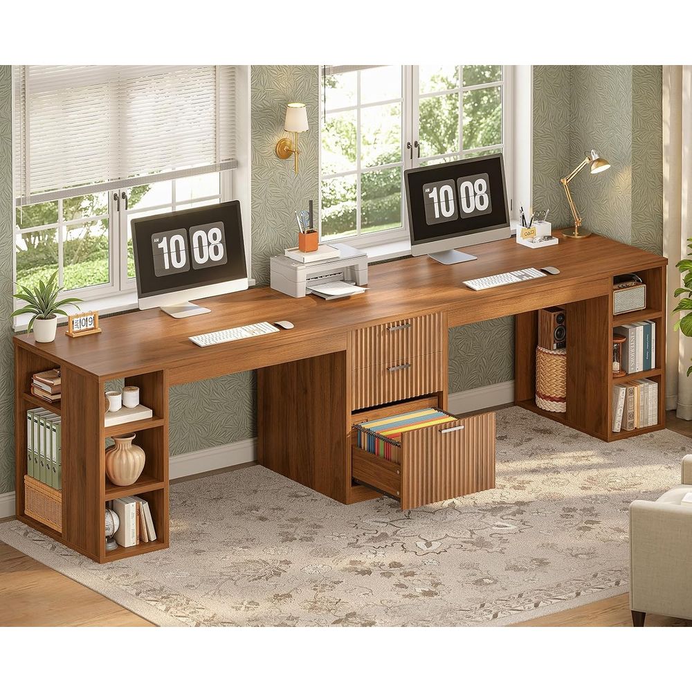 Home Office With Two Desks - 96.5 컴퓨터 책상, 책상이 있는 책상,