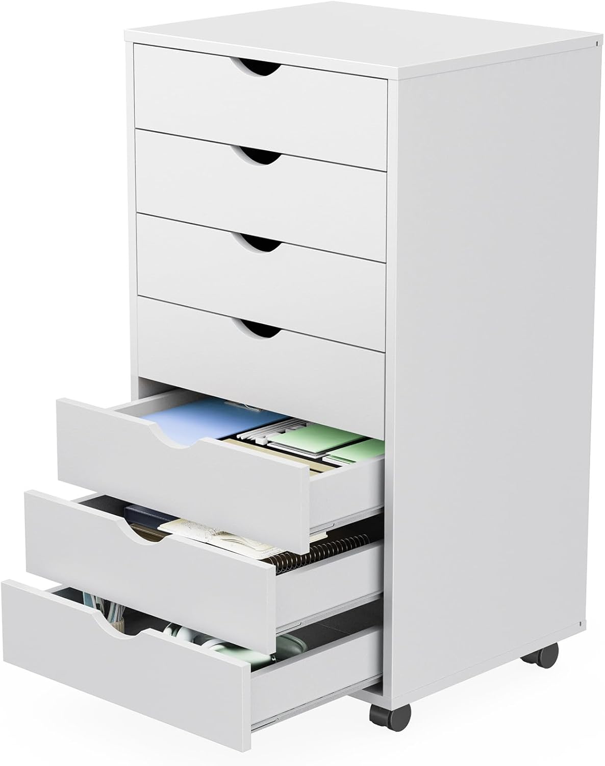 Desk Drawer Small - 7단 서랍 이동식 수납 캐비닛, 바퀴가