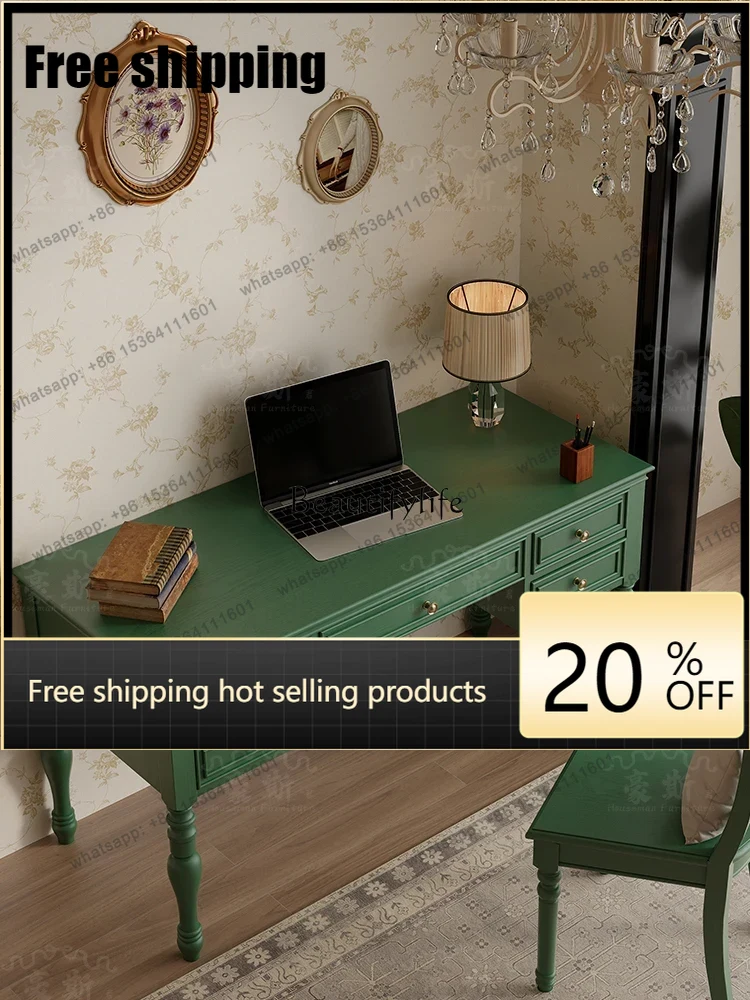 Home Office With Two Desks - X4 빈티지 스타일 2-in-1 사무용 책상