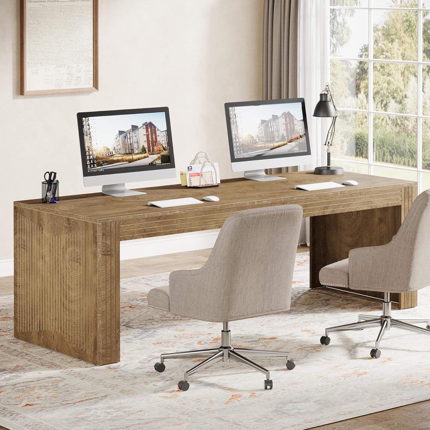 # 79인치 초장형 더블 컴퓨터 책상, 2인용 워크스테 - Home Office With Two Desks 리뷰 및 가격