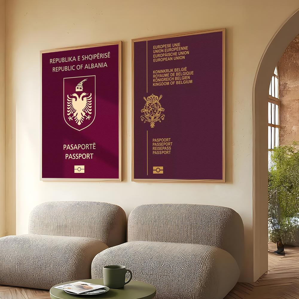 빨간색 배경 여권 포스터 자체 접착식 HD PVC 벽  - Home Office For Passport 리뷰 및 가격