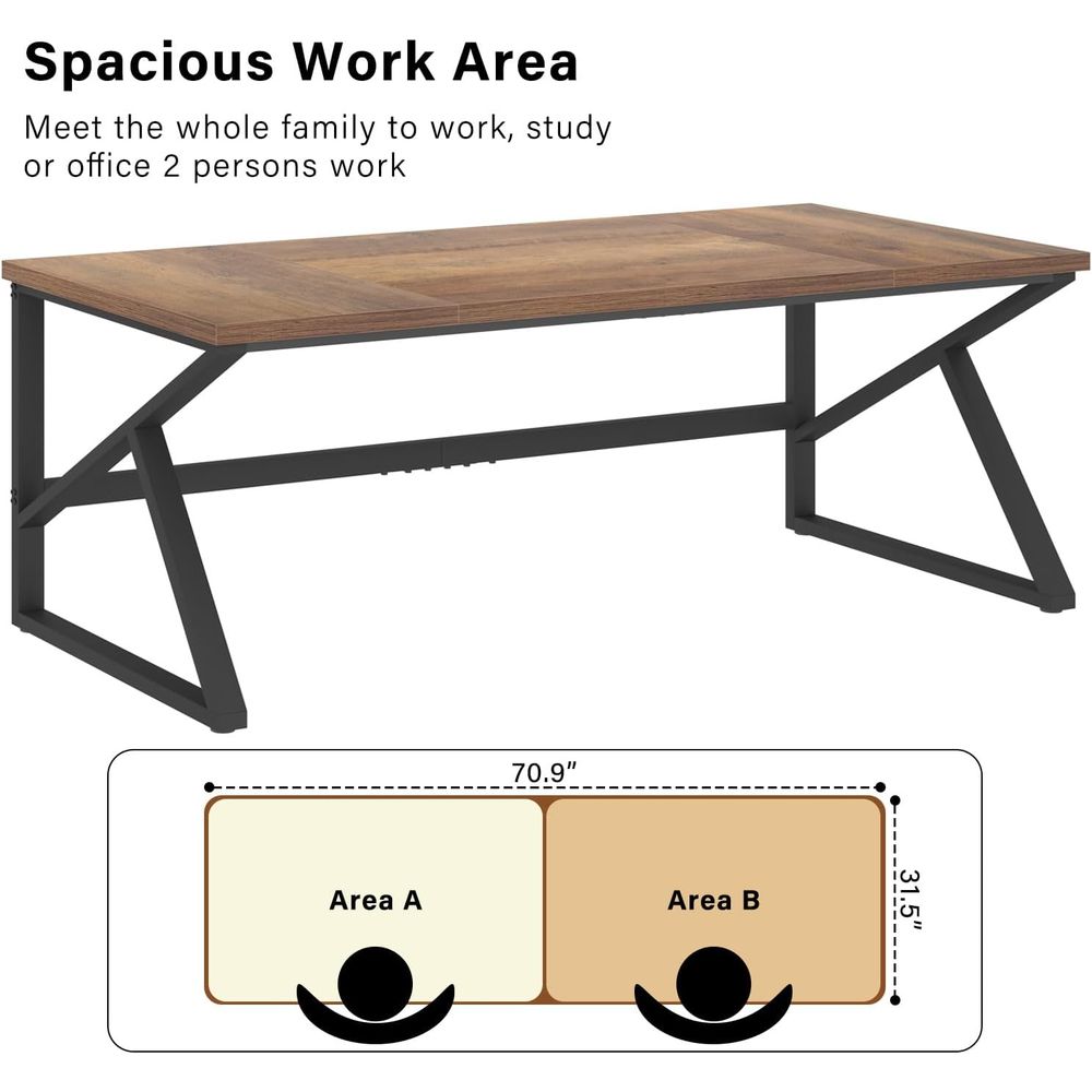 70개의 엑스트라 롱 더블 책상(홈 오피스용), 소박한 - Home Office With Two Desks 리뷰 및 가격