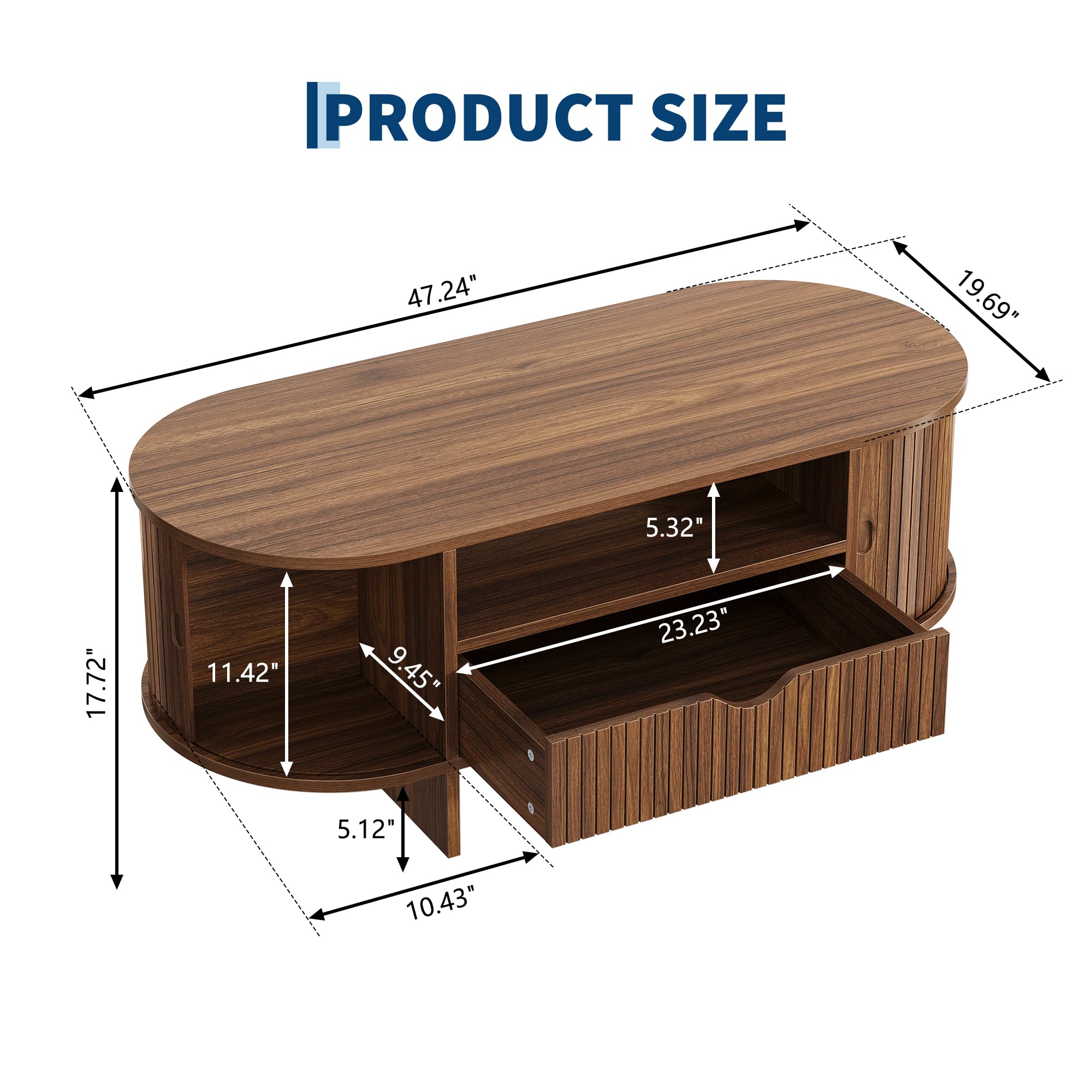 47.2인치 타원형 수납형 커피 테이블, 서랍과 슬라이 - Desk Drawer Small 리뷰 및 가격