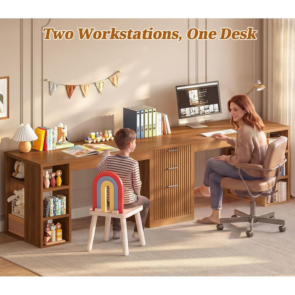 96.5 컴퓨터 책상, 책상이 있는 책상, 2인용 홈  - Home Office With Two Desks 리뷰 및 가격