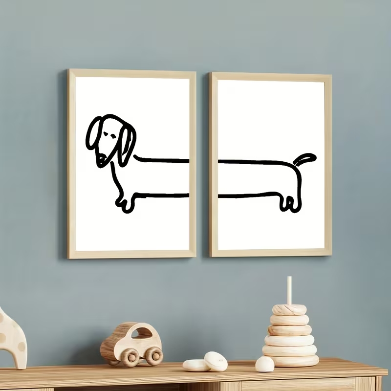 2PCS 현대 닥스훈트 재미 있은 개 벽 아트 인쇄 캔 - Home Office Photos 리뷰 및 가격