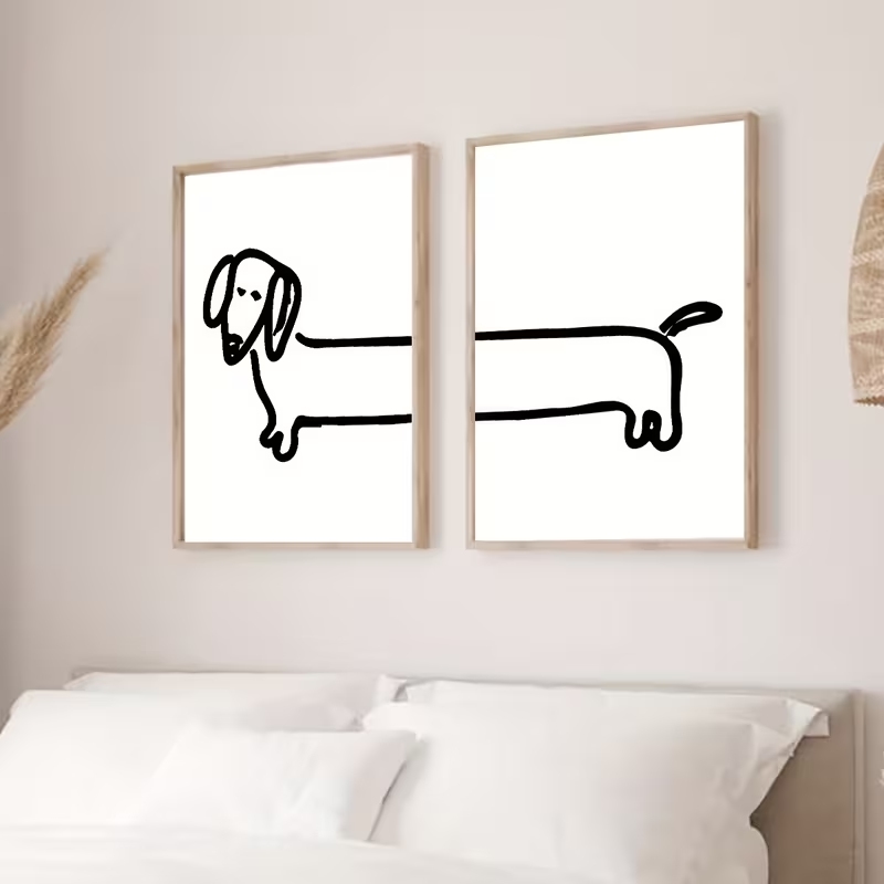 2PCS 현대 닥스훈트 재미 있은 개 벽 아트 인쇄 캔 - Home Office Photos 리뷰 및 가격