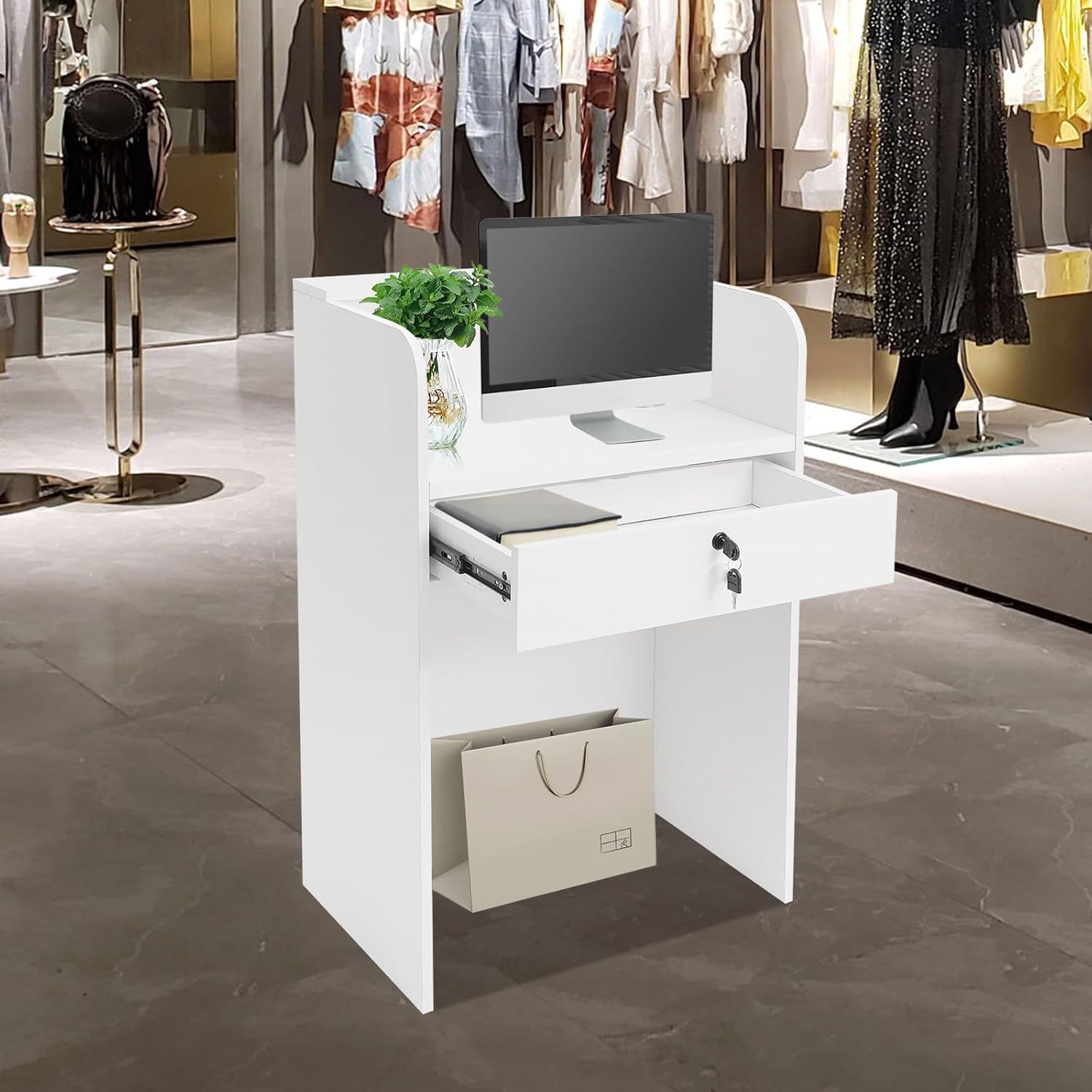 카운터 LED 조명이 있는 소형 접수대, 사무실, 레스 - Desk Drawer Small 리뷰 및 가격