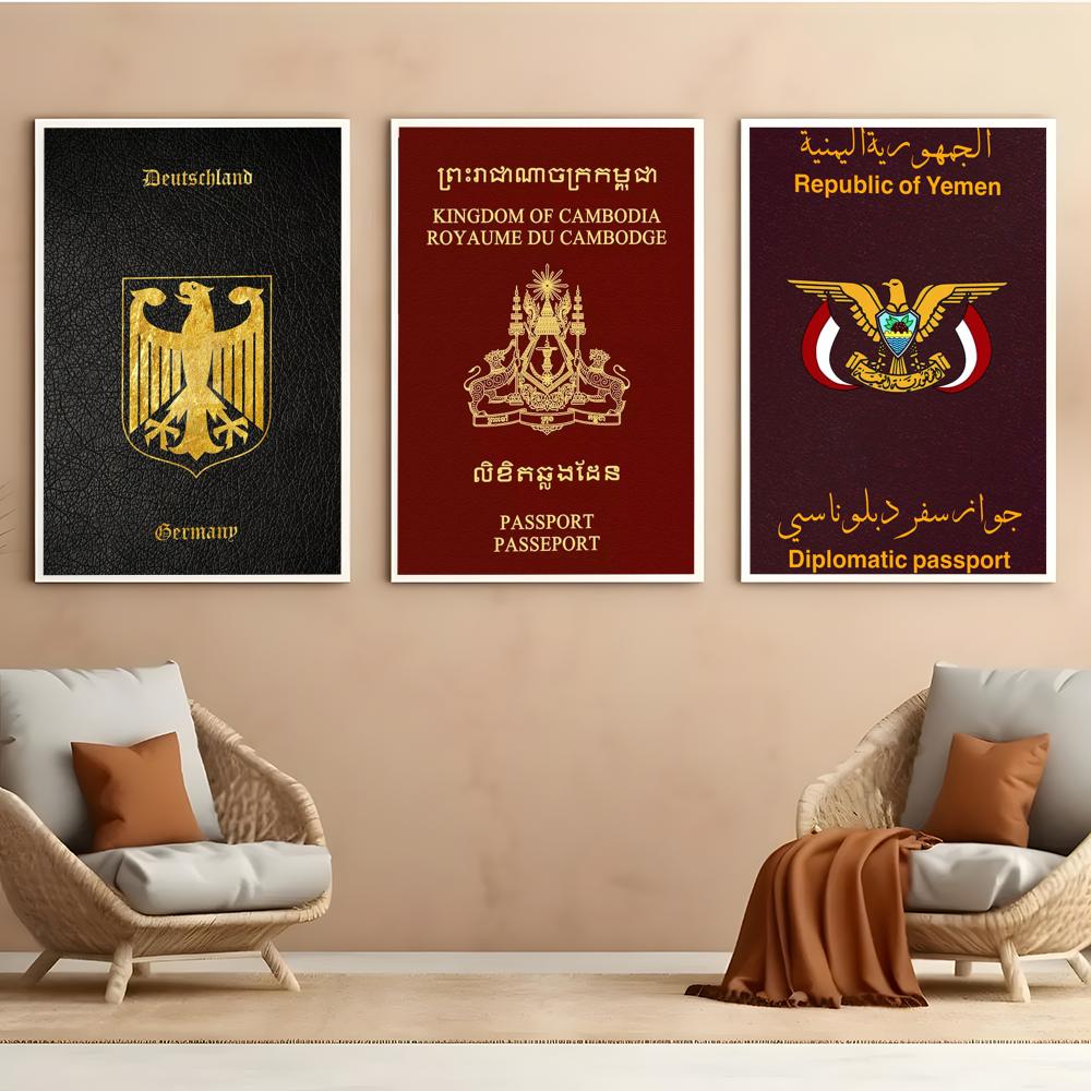 진한 빨간색 배경 여권 포스터 자체 접착식 HD PVC - Home Office For Passport 리뷰 및 가격