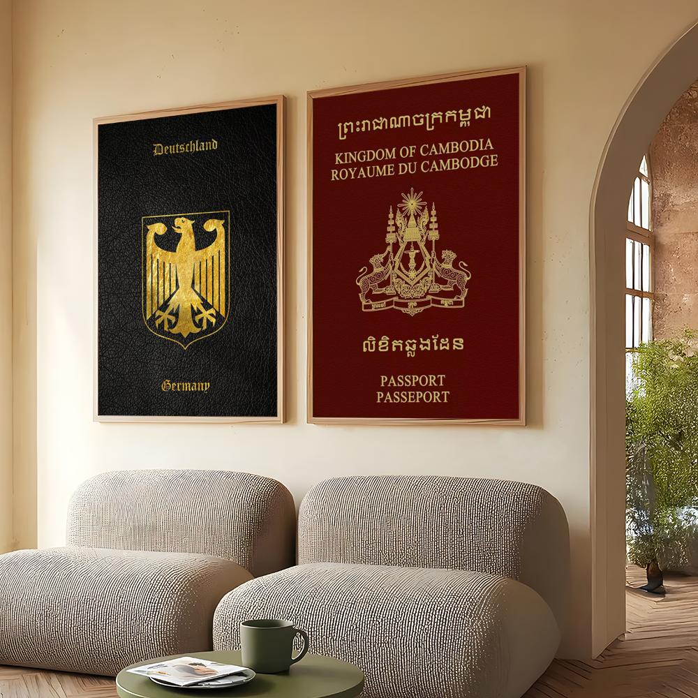 진한 빨간색 배경 여권 포스터 자체 접착식 HD PVC - Home Office For Passport 리뷰 및 가격