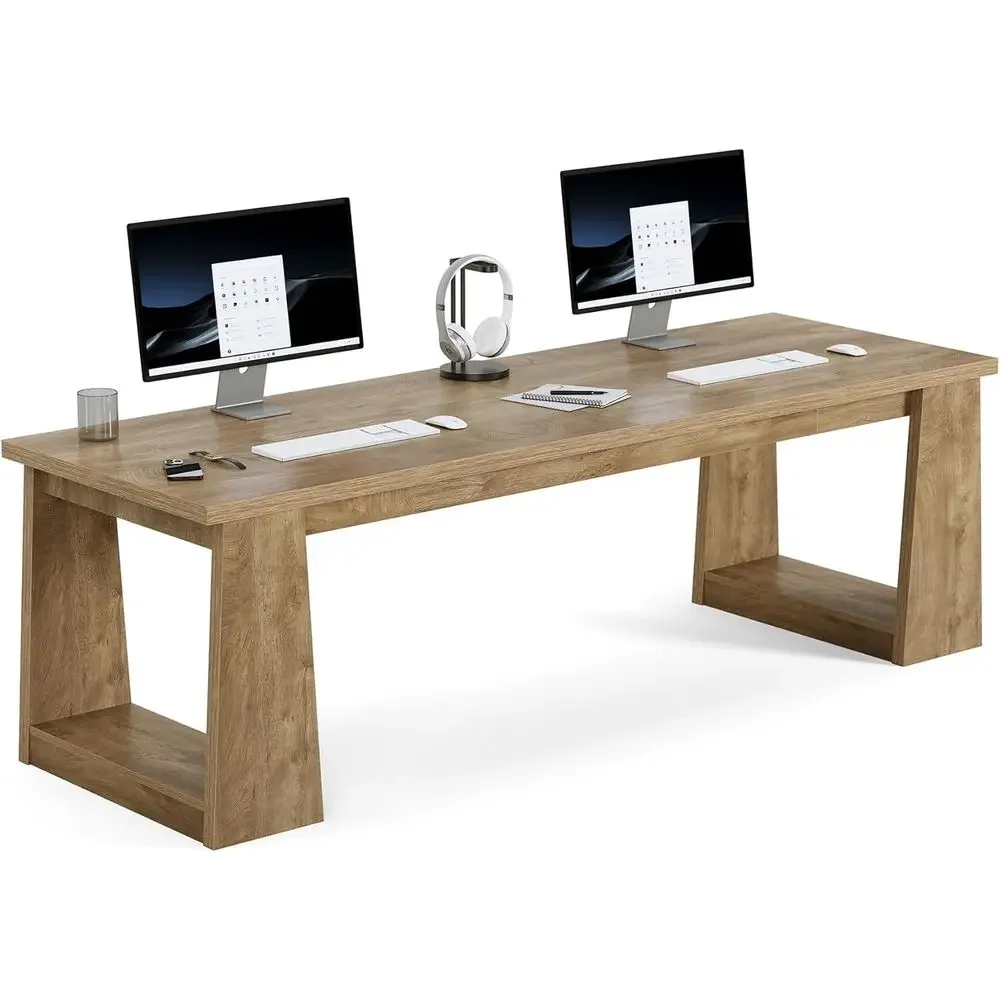 소박한 갈색 2인용 홈 오피스 책상, 이중 용도를 위한 - Home Office With Two Desks 리뷰 및 가격