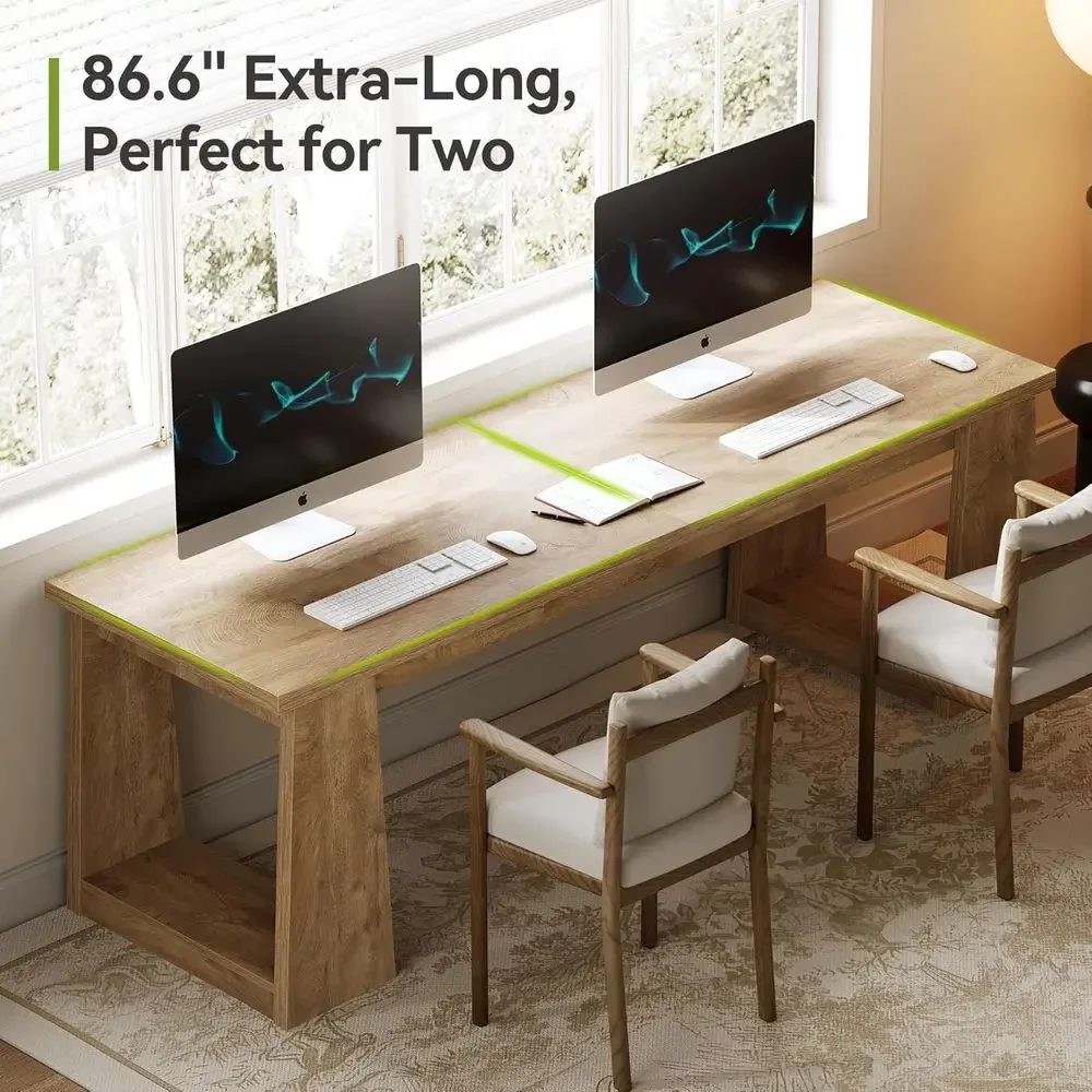 소박한 갈색 2인용 홈 오피스 책상, 이중 용도를 위한 - Home Office With Two Desks 리뷰 및 가격