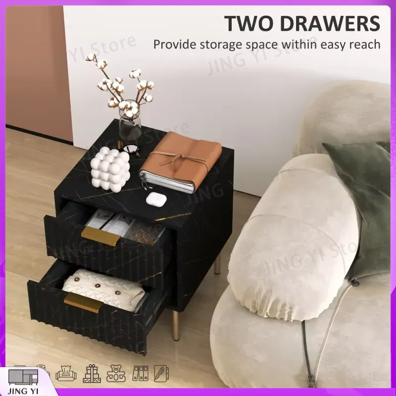 우아한 2단 서랍 침대 옆 테이블, 블랙 모던 나이트스 - Home Office With Two Desks 리뷰 및 가격