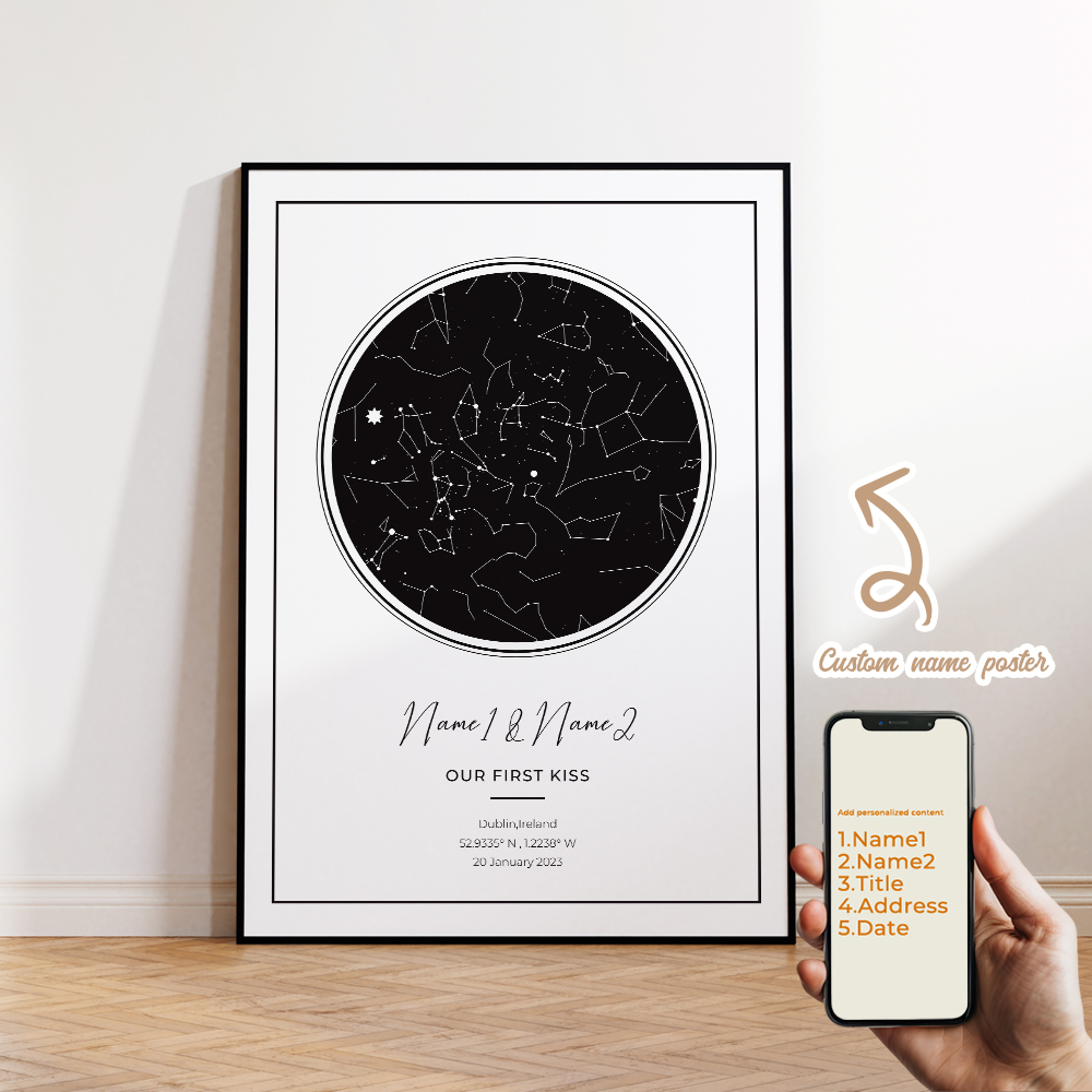 현대적인 맞춤형 개인화된 밤하늘 별 지도 벽 예술 캔버 - Home Office Photos 리뷰 및 가격