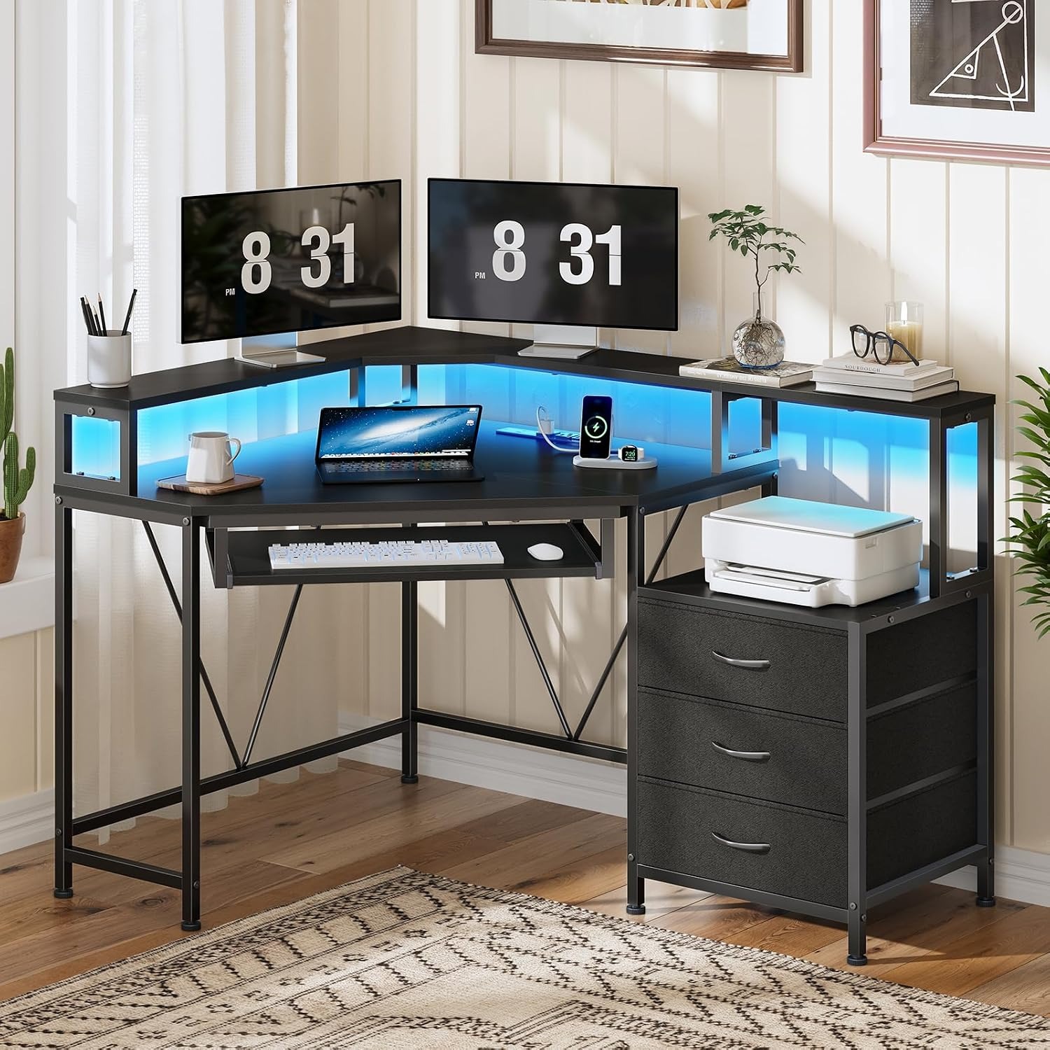 47인치 코너 책상(서랍, 전원 콘센트, 프린터 선반  - Desk Drawer Small 리뷰 및 가격