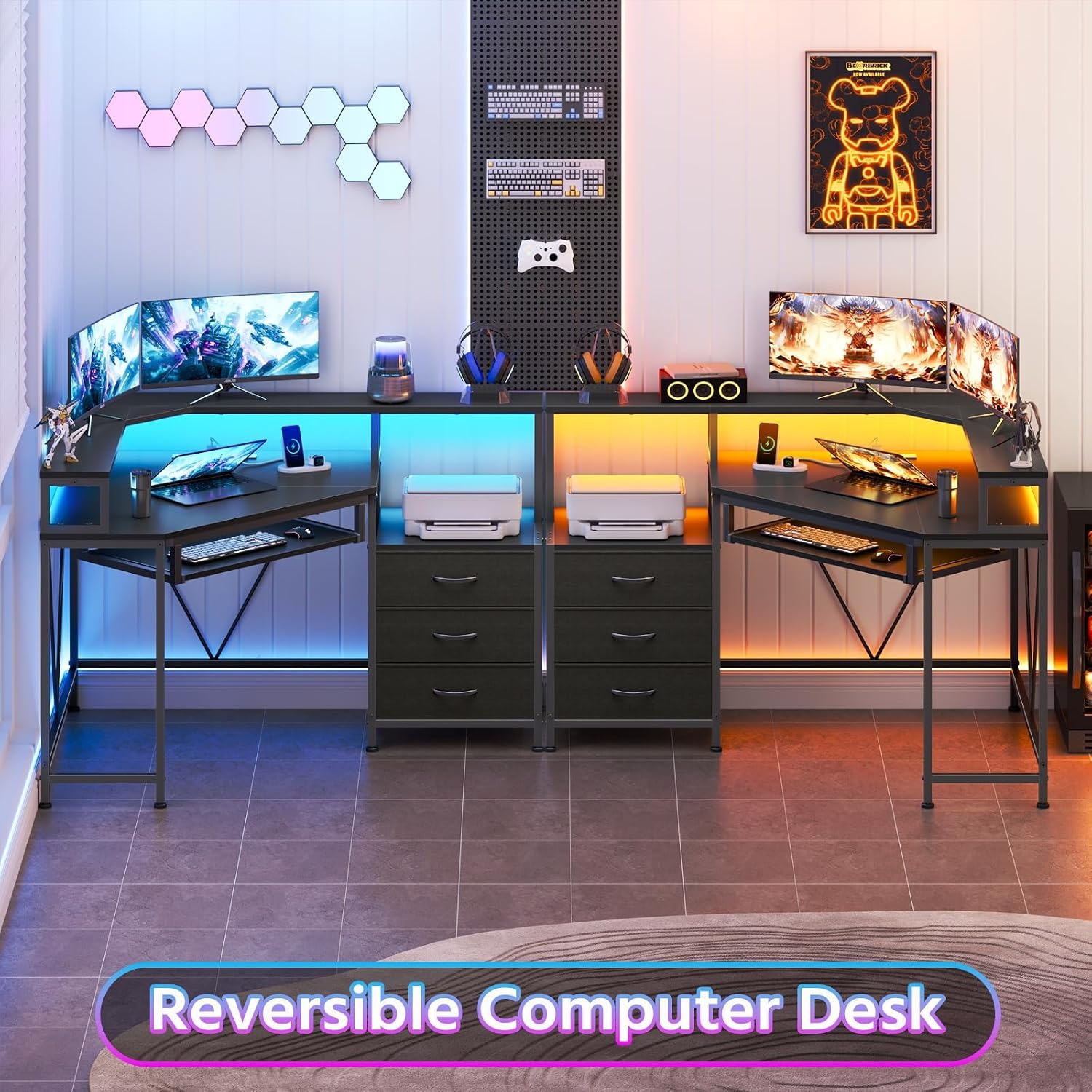47인치 코너 책상(서랍, 전원 콘센트, 프린터 선반  - Desk Drawer Small 리뷰 및 가격